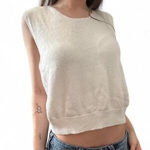 White, hand loomed, knit tank by FIA Italia